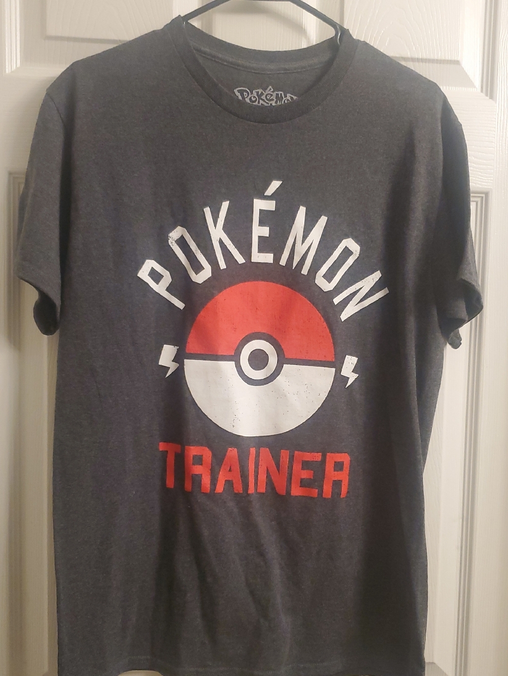 Pokemon Gray T-Shirt with Red & White Pokeball Trainer Graphic